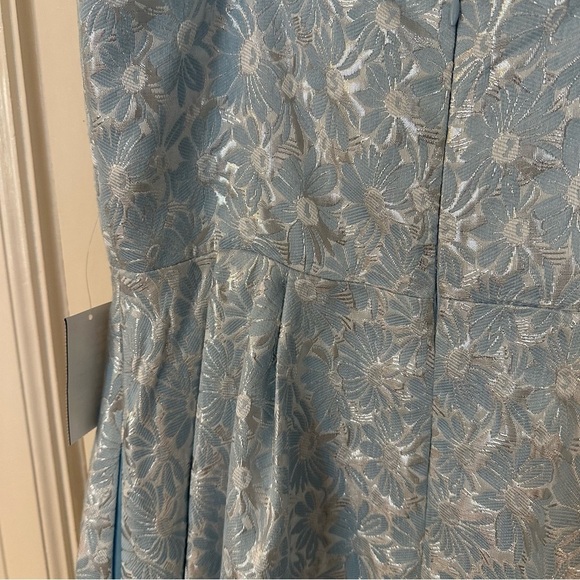 Next/Up Dress Sky Blue Metallic Silver Daisy Floral Spaghetti Straps Size 13/14 - Picture 7 of 12